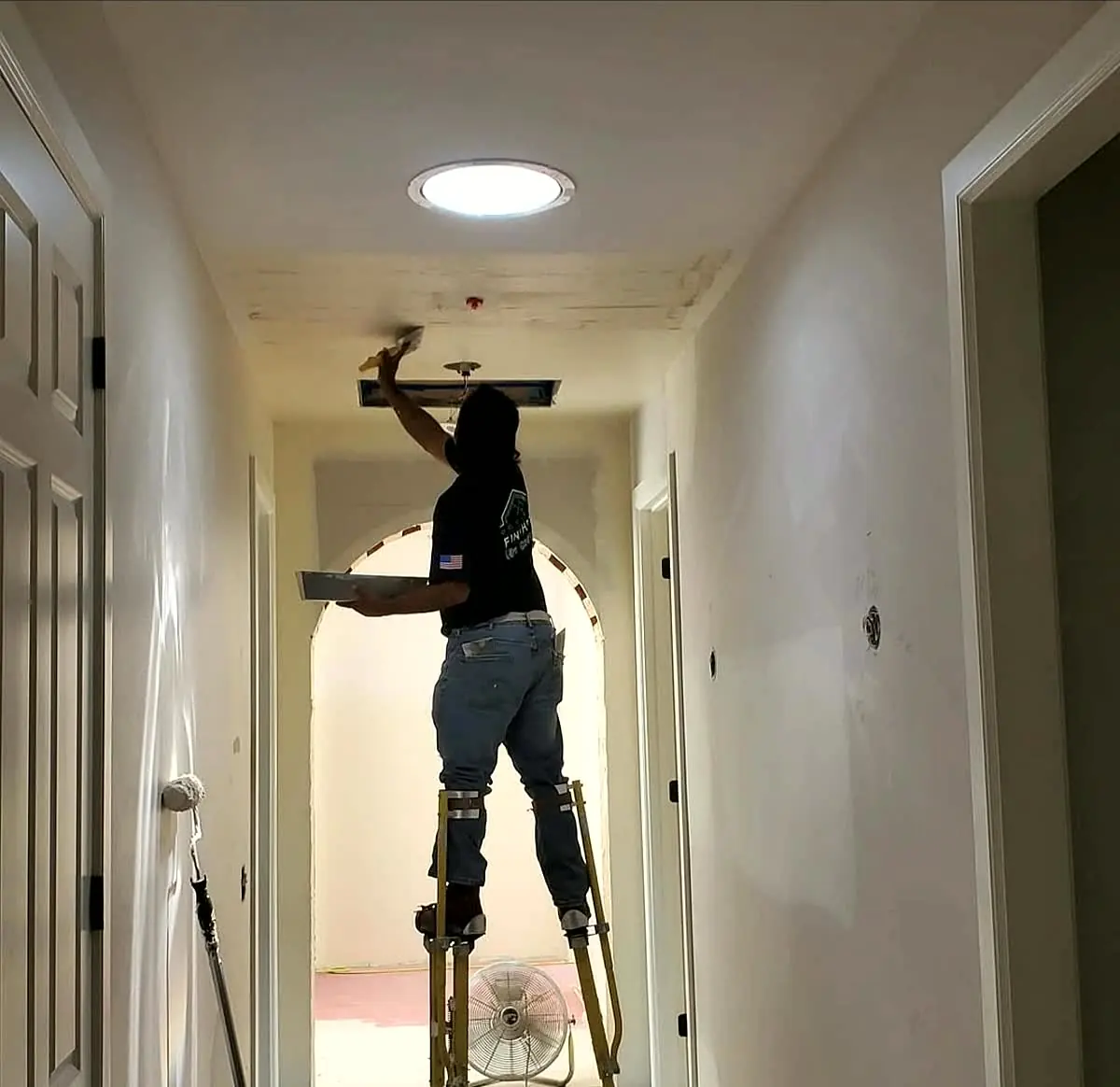 Drywall boarding over a wood-framed ceiling with insulated walls — Framing & Board