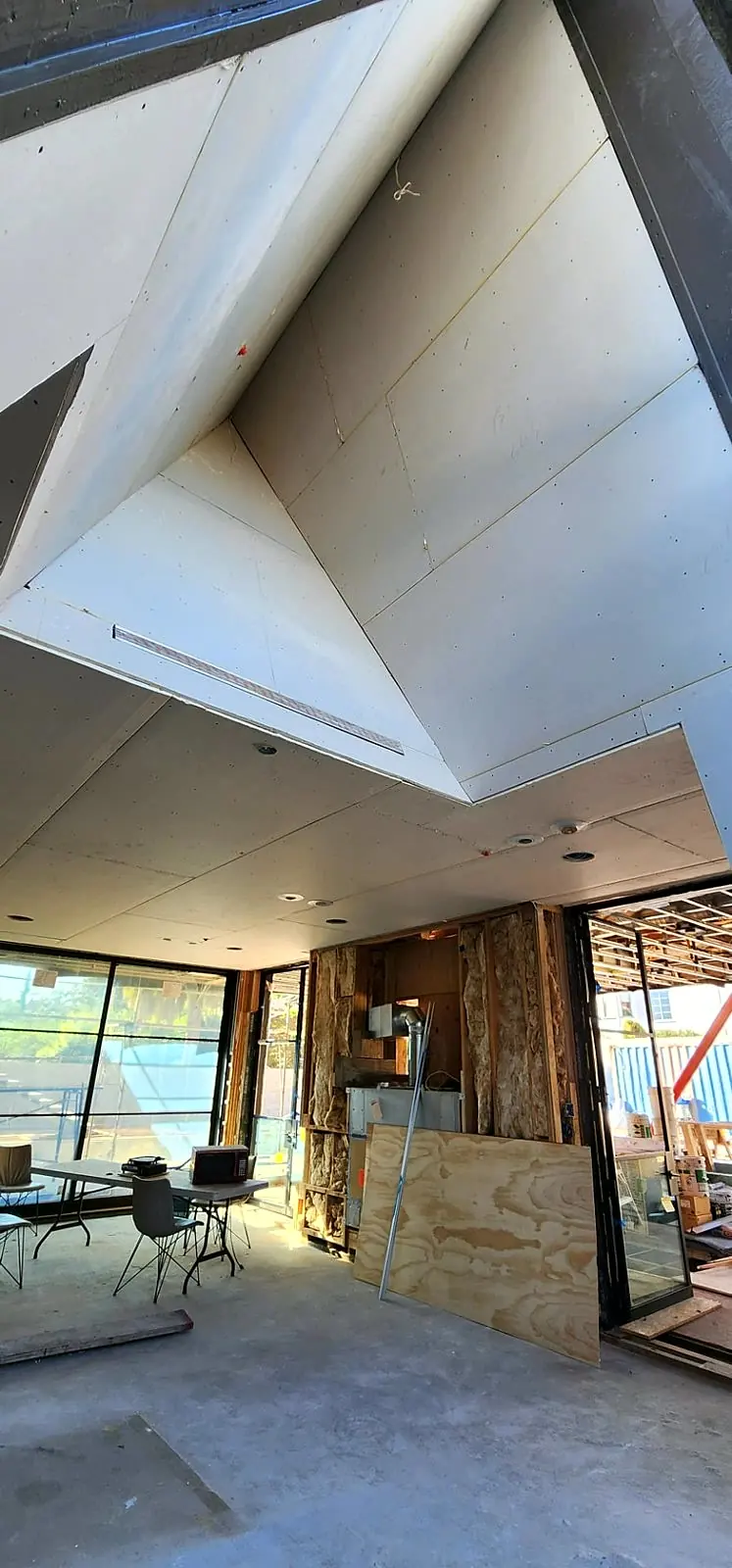 Vaulted ceiling drywall framing and boarding on a Southern California home remodel — Vaulted Ceiling